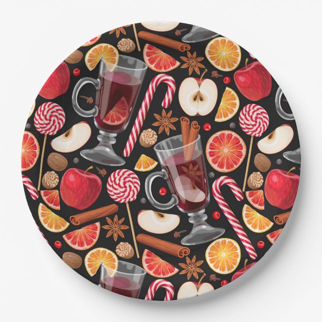 Christmas Floral Paper Plate (Front)