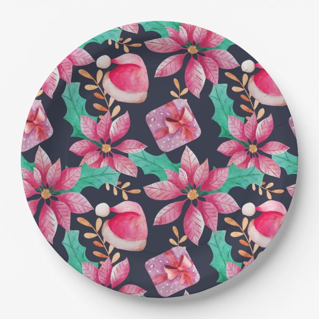 Christmas Floral Paper Plate (Front)