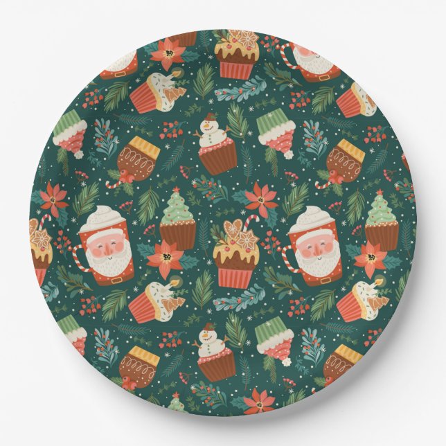 Christmas Floral Paper Plate (Front)