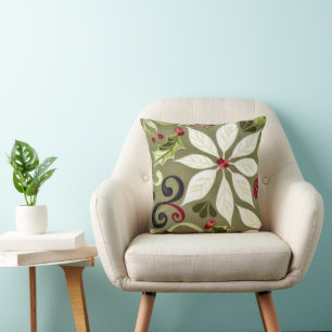 Christmas Floral Pattern Throw Pillow