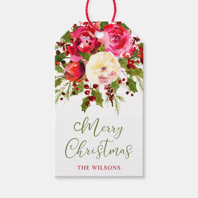 Christmas Floral Personalized Gift Tags (Front)