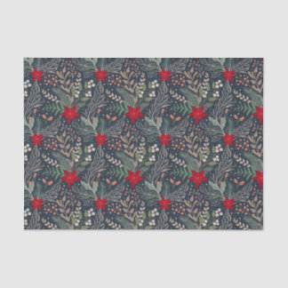 Christmas Floral Poinsettia Winter Heather  Tissue Paper