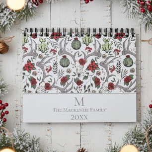 Christmas Floral Reindeer Deer Skull Roses Cactus Calendar
