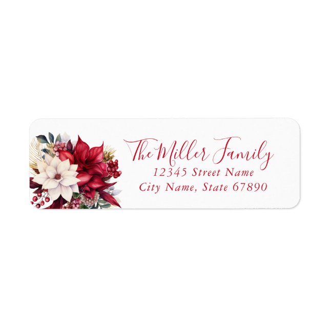 Christmas Floral Return Address Labels (Front)