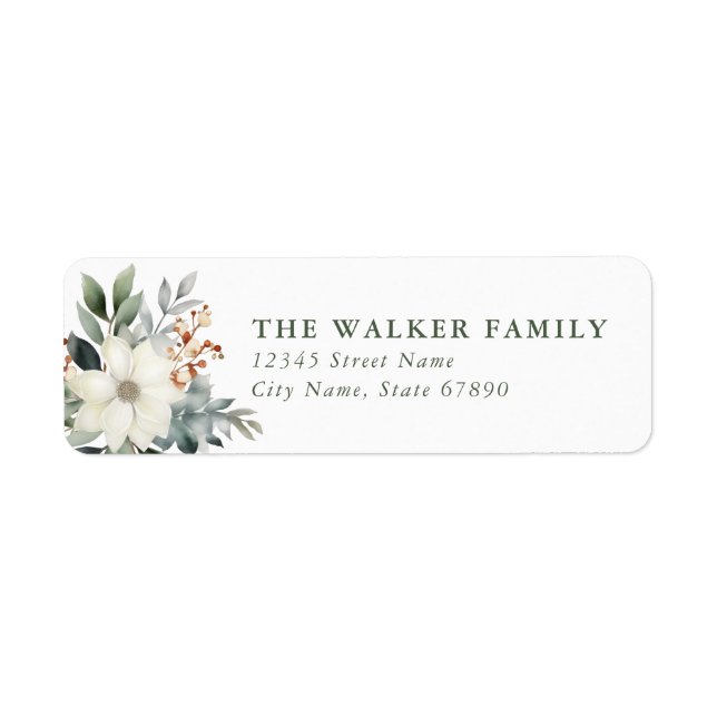 Christmas Floral Return Address Labels (Devant)