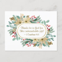 Christmas Floral Thanks be to God Bible Verse