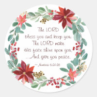 Christmas Floral The Lord Bless You Bible Verse