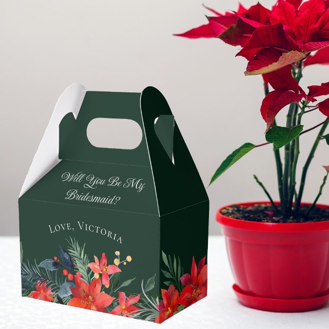 Christmas Floral Wedding Will You Be My Bridesmaid Favor Box (Creator Uploaded)