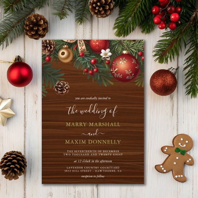 Christmas Floral Winter Celebration Wedding Invitation (Creator Uploaded)