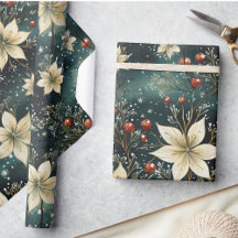 Christmas Floral Winter Cream Poinsettia