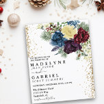 Christmas Floral Winter Wedding Floral Gold<br><div class="desc">One design per sheet. Budget invitations do not include envelopes. This design may be personalized in the area provided by changing the photo and/or text. Or it can be customized by clicking Personalize this Template and then choosing the click to customize further option and delete or change the colour of...</div>