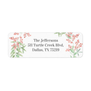 Christmas floral wreath return label sticker