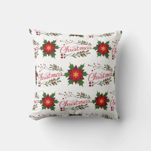 Christmas floral wreath winter pattern floret holi throw pillow