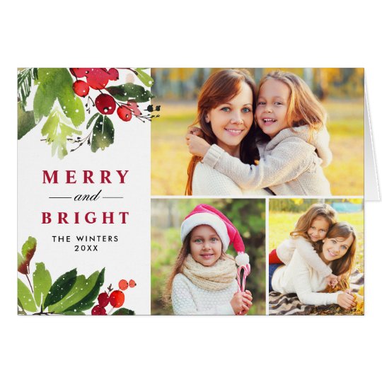 Christmas Florals | Watercolor Photo Collage Card