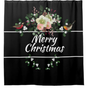 Christmas Florals with Birds, Merry Christas