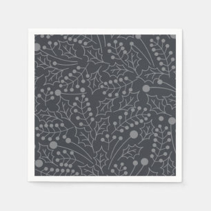 Christmas Flourish Christmas Art Holly Leaf Print Napkin