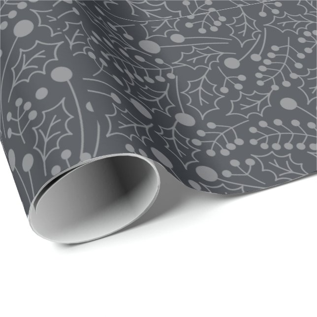 Christmas Flourish Christmas Art Holly Leaf Print  Wrapping Paper (Roll Corner)