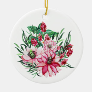 Christmas Flower Bloom Ceramic Ornament