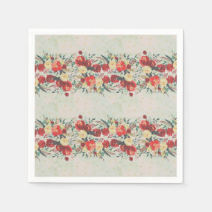 Christmas Flower Border and Stars on blue Napkin