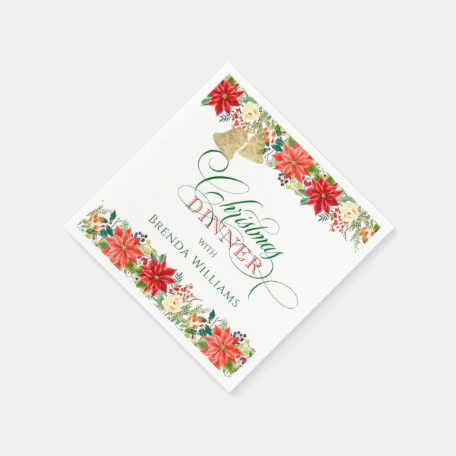 Christmas flower border and typography napkin (Corner)