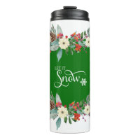 Christmas flower border-Let it snow typography 2