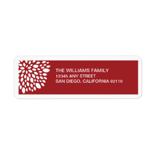 Christmas Flower Return Address Label - red