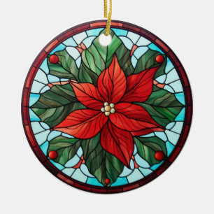 Christmas flower stained glass style ceramic ornament