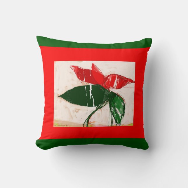 Christmas Flower Throw Pillow (Front)