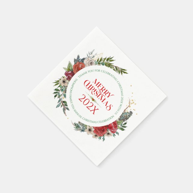 Christmas flower wreath and typography napkins (Corner)