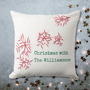 Christmas flowers custom red green white festive throw pillow