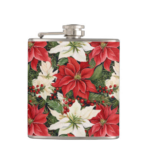 Christmas Flowers Hip Flask