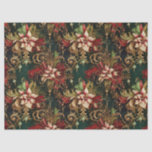 Christmas Flowers on Green Decoupage Tissue Paper<br><div class="desc">This Christmas design showcases red,  gold,  green,  and cream-coloured flowers on a dark green background. Perfect for decoupage art,  paper crafts,  or wrapping gifts.</div>