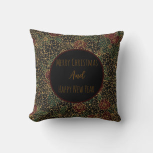 Christmas Flowers Pattern, New Year Celebrate, Throw Pillow