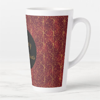 Christmas Flowers ,Red Gold Black,Merry Christmas Latte Mug