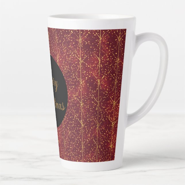 Christmas Flowers ,Red Gold Black,Merry Christmas Latte Mug (Right)