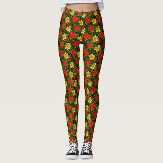 Christmas Flowers Seamless Pattern-69956  Leggings (Front)