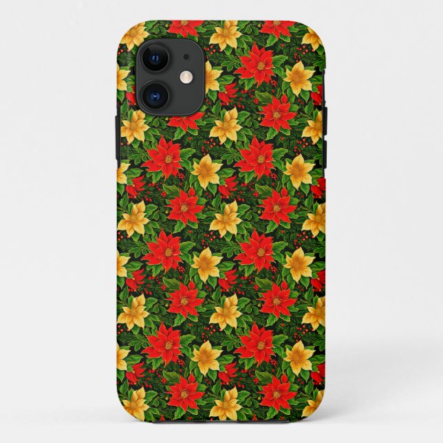 Christmas Flowers Seamless Pattern  Case-Mate iPhone Case (Back)