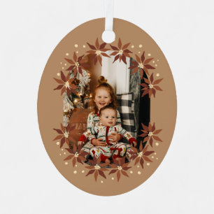 Christmas flowers terracotta photo frame  metal ornament