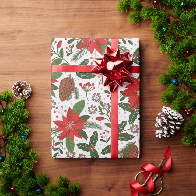 Christmas flowers wrapping paper (Holiday Gift)