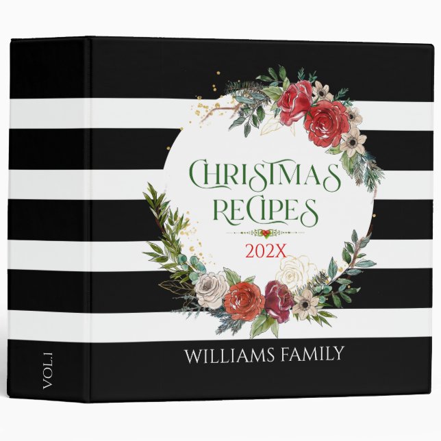 Christmas flowers wreath and Typography Binder (Front/Spine)