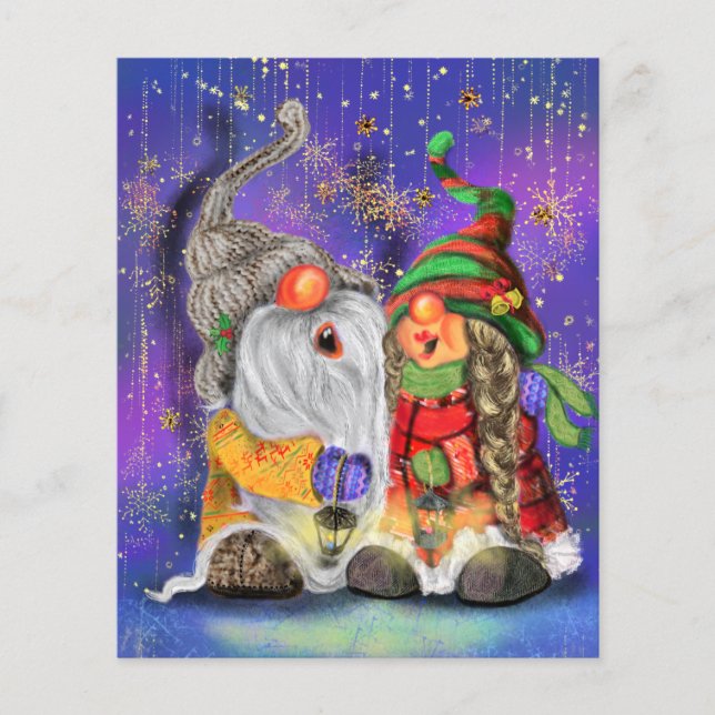 Christmas Flyer Couple Gnomes Singing Fun (Front)