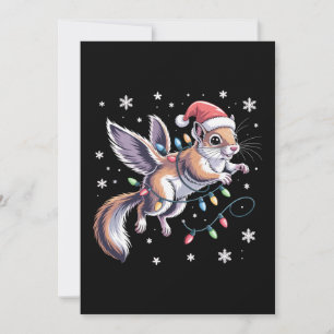 Christmas Flying Squirrel Santa Hat Lights Xmas Invitation