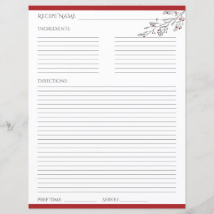 Christmas Foliage and Berries Recipe Card