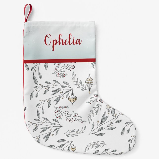 Christmas Foliage and Berries Small Christmas Stocking (Front)