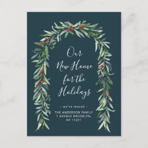 christmas foliage arch moving announcement postcard