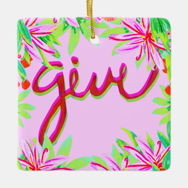 Christmas Foliage - Give Ceramic Ornament (Front)