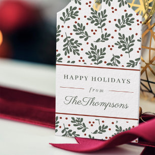Christmas Foliage Happy Holidays Gift Tags