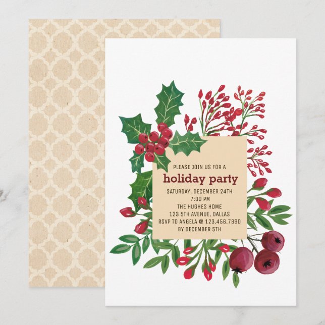 Christmas Foliage Holiday Party Invitation (Front/Back)