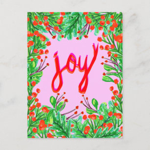 Christmas Foliage - Joy Holiday Postcard
