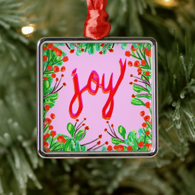 Christmas Foliage - Joy Metal Ornament (Tree)